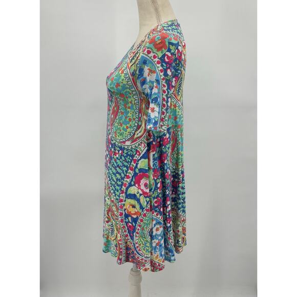 84. Cynthia Rowley Paisley Print Tunic Dress Size Small - Boho Summer Vibes - Picture 3 of 11